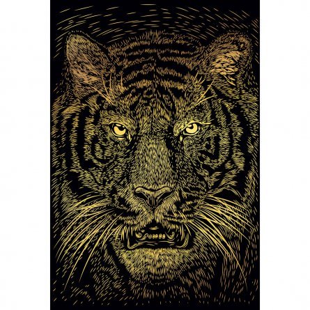 Гравюра с эффектом золота Рыжий кот, А4, пакет, "Красивый тигр" фото 2