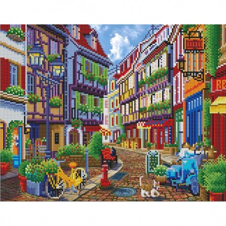 Алмазная мозаика Рыжий кот, на подрамнике, с частичным заполнением, (блест.), 40х50 см, 31 цвет, "Милая улочка" фото 1