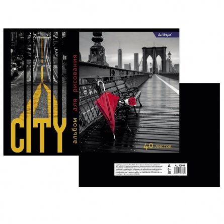 Альбом для рисования А4 40л., Alingar, на скрепке, мелованный картон (стандарт) 100 г/м2, "City" фото 2