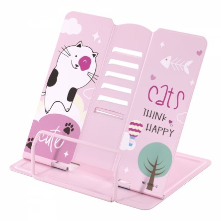 Подставка для книг Alingar, 200х185 мм, "Cats think happy" котик, розовый, регулируемый угол наклона, металл, пакет с европодвесом фото 2