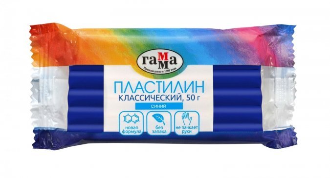 Пластилин Гамма, 50 гр., синий цвет, полипропилен, Детский "Классический" фото 1