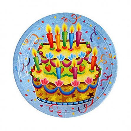 Тарелки  бумажные ламинированные "Праздничный торт" 6шт. 23 см. фото 1