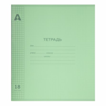 Тетрадь 18л., клетка, обложка цветной пластик, "Зелёный пастель", Alingar, скрепка, блок офсет, 100% белизна фото 1