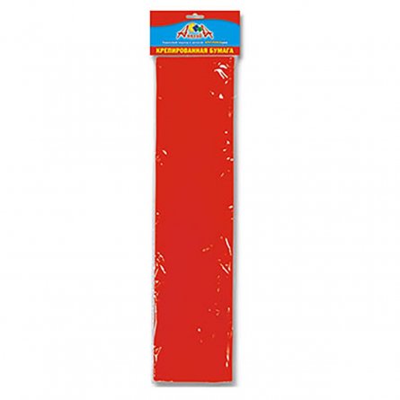 Бумага крепированная Апплика, 50х250 см, плотность 28 г/м2, 1 рулон, 1 цвет красный, пакет с европодвесом фото 1