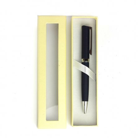 Ручка подарочная шариковая Alingar, 1,0 мм, синяя, с поворотным механизмом, круглый, черный, коричневый металлический корпус, подарочная упаковка фото 3