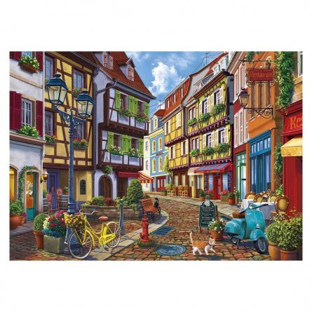 Алмазная мозаика Рыжий кот, без подрамника, на картоне, с частичным заполнением, (матов.), 30х40 см, 28 цветов, "Европейская улочка" фото 1