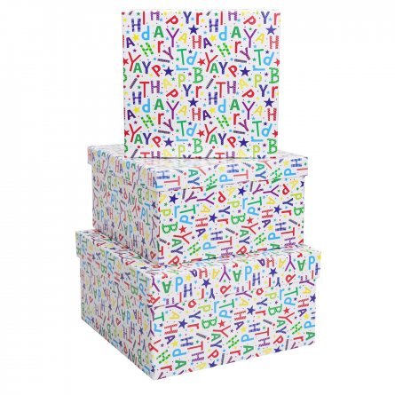 Набор подарочных квадратных коробок 3 в 1 Миленд, 19,5*19,5*11 - 15,5*15,5*9 см, "Буквы" фото 1