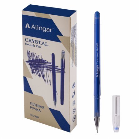 Ручка гелевая Alingar, "Cristal", 0,5 мм, синяя, игольчатый наконечник, круглый, пластиковый корпус, в уп. 12 шт., картонная упаковка фото 1