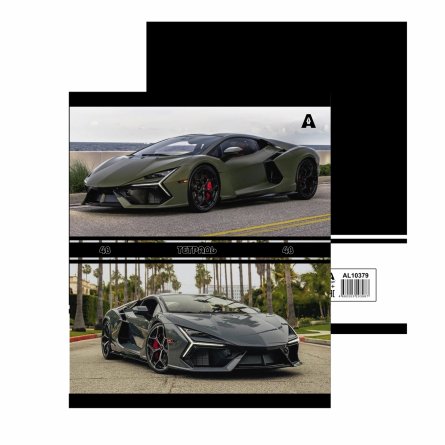 Тетрадь 48л., А5, клетка, Alingar "Авто в городе", скрепка, мелованый  картон ( стандарт), блок офсет, 5 дизайнов в пленке т/у фото 2