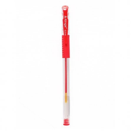 Ручка гелевая Alingar, 0,5 мм, красная, металлизированный наконечник, резиновый грип, круглый, прозрачный, пластиковый корпус,12 шт., карт. уп. фото 3