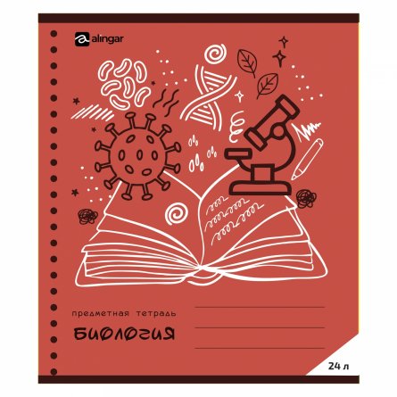 Тетрадь предметная  24л. А5 "Биология"  со справочным материалом, скрепка, мелованный картон (стандарт), блок офсет, Alingar "Минимализм" фото 1