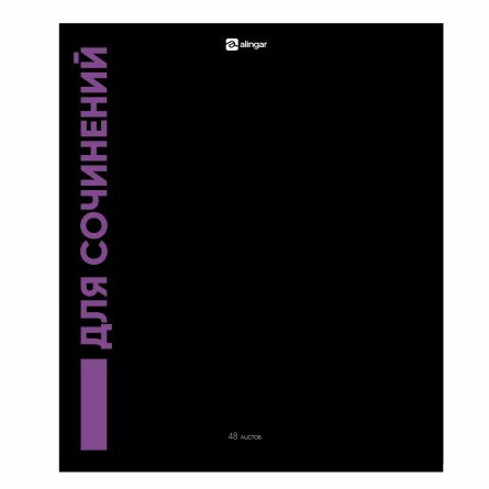 Тетрадь предметная "Для сочинений" А5 48л., со справочным материалом, скрепка, чёрный пластик, блок офсет, Alingar фото 1