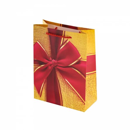 Пакет подарочный бумажный Alingar, (М) 18х24х8,5 см, "Бант", ламинация, (4 дизайна в коробе) фото 3