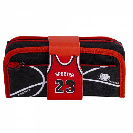 Пенал - косметичка Alingar, ПВХ, молния, боковой карман, съёмная косметичка, липучка,195 х 80 мм, "Sporter 23", микс (син/оранж, фиол/желт, черн/крас) фото 2