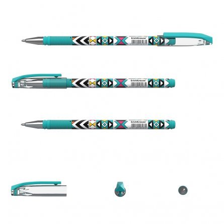 Ручка шариковая Erich Krause,"ColorTouch. Ornament", 0,7 мм, синяя, метал.наконечник, грип, круглый пластиковый корпус, в тубусе 24 шт фото 2