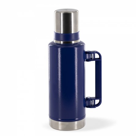 Термос Alingar, объем 2 л., синий, высота 37 см, диаметр 11 см,  корпус металл, пластик. ручка складная, hot 12 ч./cool 24 ч, картон. упаковка фото 1