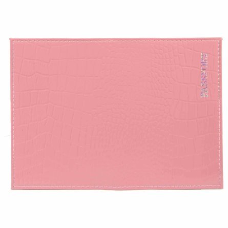 Обложка для паспорта, натур. кожа, розовая, тиснение, конгрев, "Крокодил" фото 1