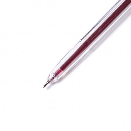 Ручка шариковая Todays "Ball Z 3", 0,7 мм, красная, игольчатый наконечник, круглый, прозрачный, пластиковый корпус, картонная упаковка фото 3