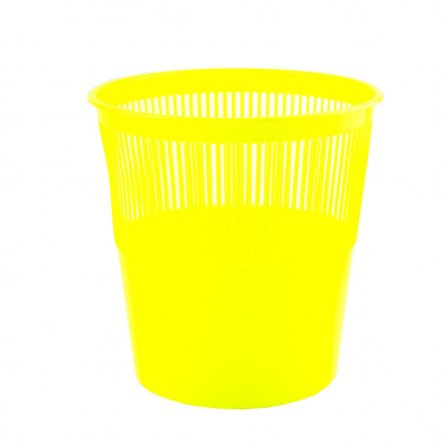 Корзина для бумаг TUKZAR, 12 л, сетчатая, круглая, пластик, желтая фото 1