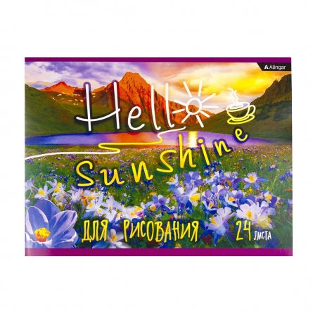 Тетрадь для рисования 19,5*27,5 см., 24л., Alingar, на скрепке, мелованный картон,  100 г/м2, "Hello Sunshine" фото 1