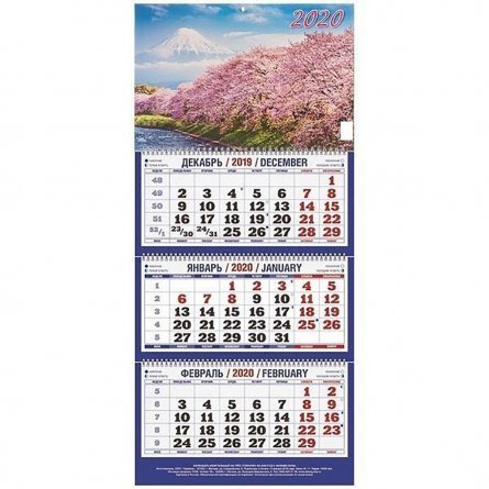 Календарь квартальный настенный трехблочный(2020) "Цветение сакуры" 310*685 фото 1