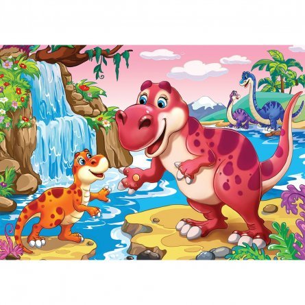 Алмазная мозаика Рыжий кот, без подрамника, на картоне, с частичным заполнением, (блест.), 17х22 см, 14 цветов, "Удивительный мир динозавров" фото 1