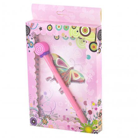 Подарочный блокнот в футляре, 13 см * 18 см, гребень, Alingar, мел.картон, ручка, линия, 45 л., "Нежные бабочки", розовый фото 1