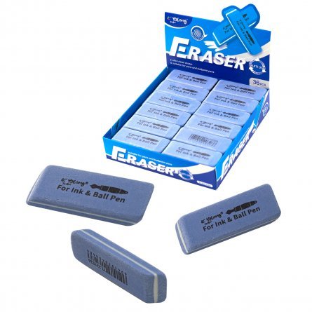 Ластик Yalong, синтетический каучук, прямоугольный скошенный, синий, 55*18*7 мм, картонная упаковка фото 1