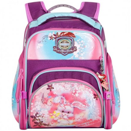 Рюкзак Across, школьный, с мешком д/обуви, фиолетовый, 37х27х14 см фото 1