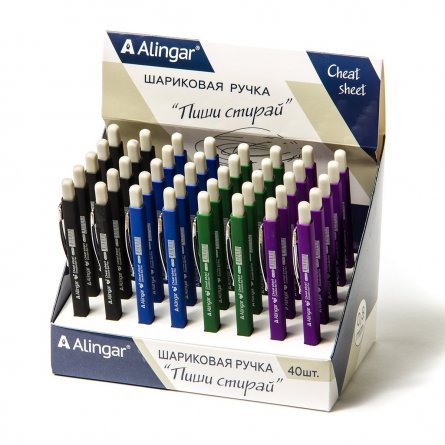 Ручка пиши - стирай,  шариковая, автоматическая, Alingar, "Cheat sheet" синяя, 0,8 мм., soft корпус фото 2