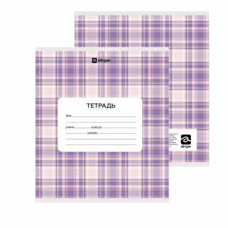Тетрадь 24л., клетка, Alingar, скрепка, блок офсет, 100% белизна, мелованный картон (стандарт), "Шотландская клетка" фото 2