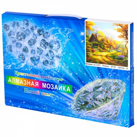 Алмазная мозаика Alingar, на подрамнике,  дизайн рамка, 30х40 см, "Сказочный домик" фото 2