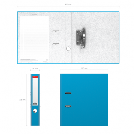 Папка-регистратор с арочным механизмом разборная, ErichKrause "Neon", А4, 285х315х50 мм, голубая фото 2