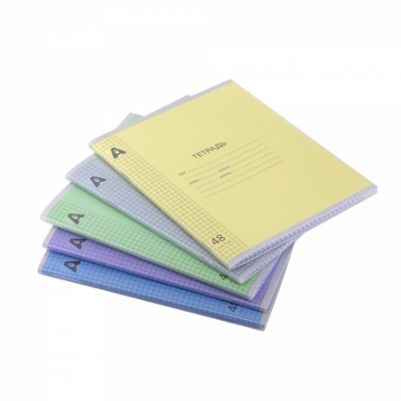 Тетрадь 48л., А5, клетка, обложка пластик, Alingar "Микс пастель", скрепка, блок офсет, 100% белизна, 5 дизайнов в пленке т/у фото 4