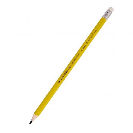 Набор ч/г карандашей, Alingar HB, пластиковый, эластичный, с ластиком, шестигранный, заточенный, цвет корпуса св. желтый, в упак. 12 шт. фото 4