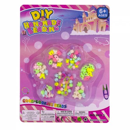 Набор для создания украшений-бусины Alingar, 260х190х15мм, "Лапка 2", 6 вид. бус., подвески, 2х0,5 м леска, блистер с европод. фото 1