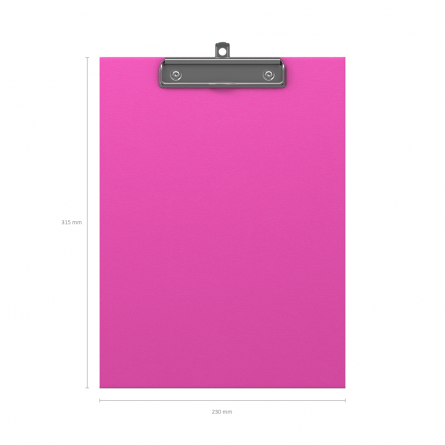 Планшет с верхним зажимом ErichKrause, А4, 230х315х3 мм, ламинированный картон, 2000 мкм, "Neon" розовый фото 2