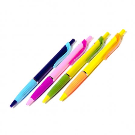 Автоматическая ручка, с резиновым держателем, чернила на маслян.осн.,корпус ярких  цв.,пиш.узел0,7мм