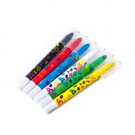 Набор цветных карандашей для грима на основе воска 6 цв., выкручивающий механизм,
