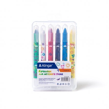 Набор цветных карандашей для грима на основе воска 6 цв., выкручивающий механизм,