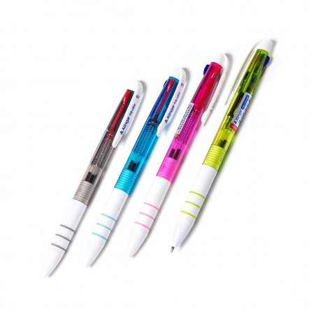 Автоматическая  3-х цветная шариковая ручка, цвет чернил (красн., син.,черн., пишущий узел, 0,7мм.