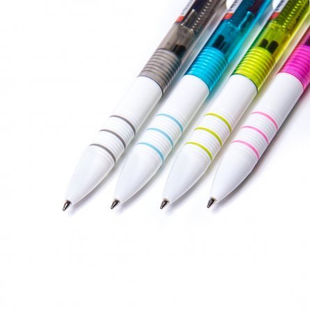 Автоматическая  3-х цветная шариковая ручка, цвет чернил (красн., син.,черн., пишущий узел, 0,7мм.