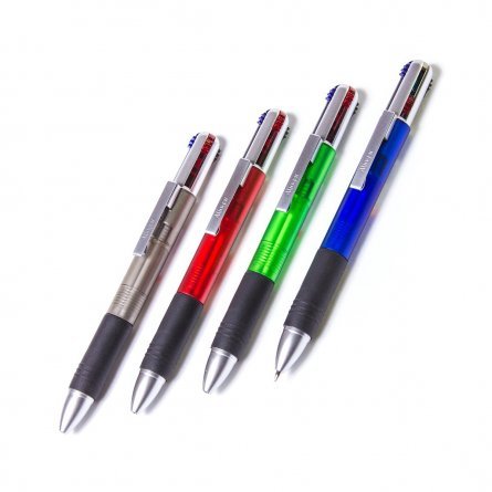 Автоматическая  4-х цв., шар.,ручка, цвет чернил (красн., син.,черн.,зел.,) пишущий узел, 0,7мм.