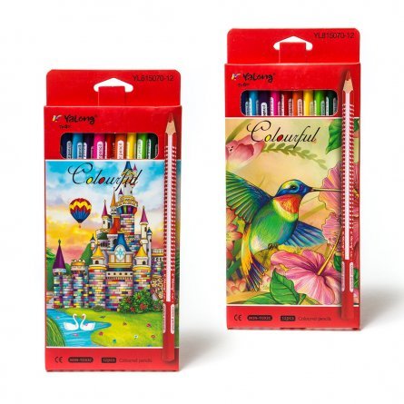 Цветные карандаши 12  цв., трехгранный яркий корпус грифель,0,3мм ,картонная коробка