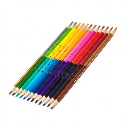 Цветные карандаши 24 цв., двухсторон., трехгранный яркий корпус , грифель,0,3мм ,картонная коробка
