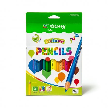 Цветные карандаши 18 цв., трехгранный корпус , грифель,0,3мм ,картонная коробка с европодвесом