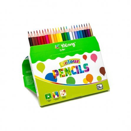 Цветные карандаши 24 цв., трехгранный корпус , грифель,0,3мм ,картонная коробка с европодвесом