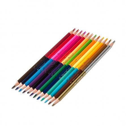 Цветные карандаши 24цв., двухсторонние 3-гранный деревян., корпус, грифель 0,3см., картонная коробка