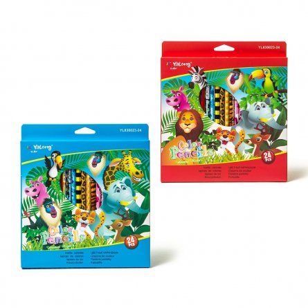 Цветные карандаши 24 цв. "Зоопарк", шестигр. корпус, картон. упаковка, европодвес