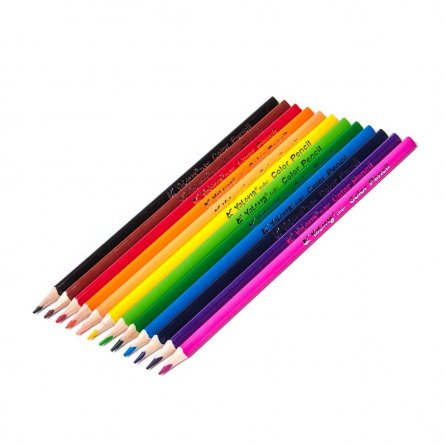 Цветные карандаши 12цв. трехгранный деревянный корпус, грифель 0,3мм., в метал. тубусе